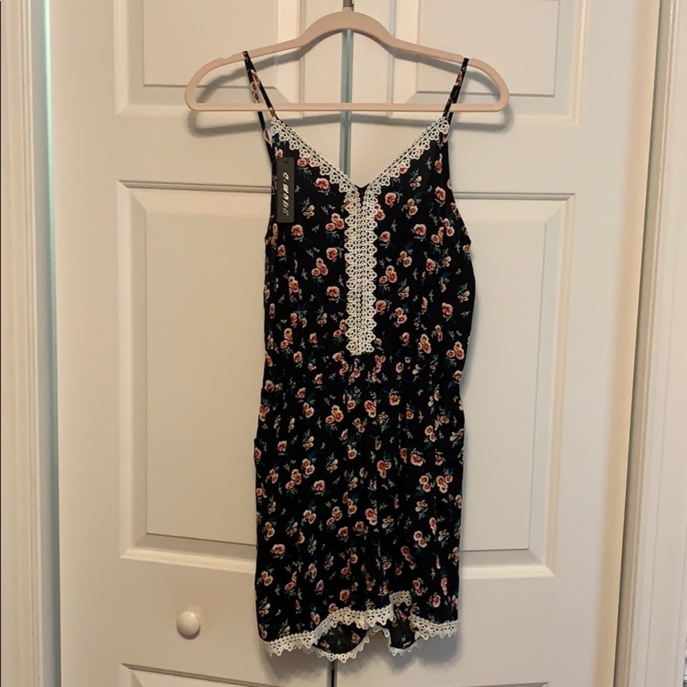 Black floral romper